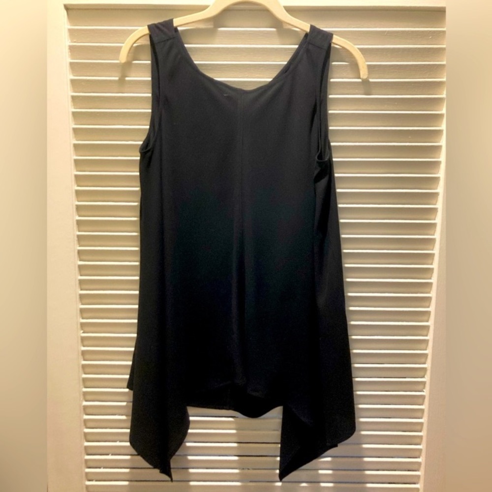 Eileen Fisher silk washable shark bite sleeveless black tank top sz S